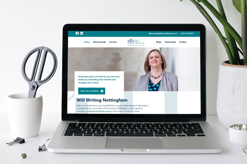 Website design and development for Amanda Harris at ALH Legal Will Writers