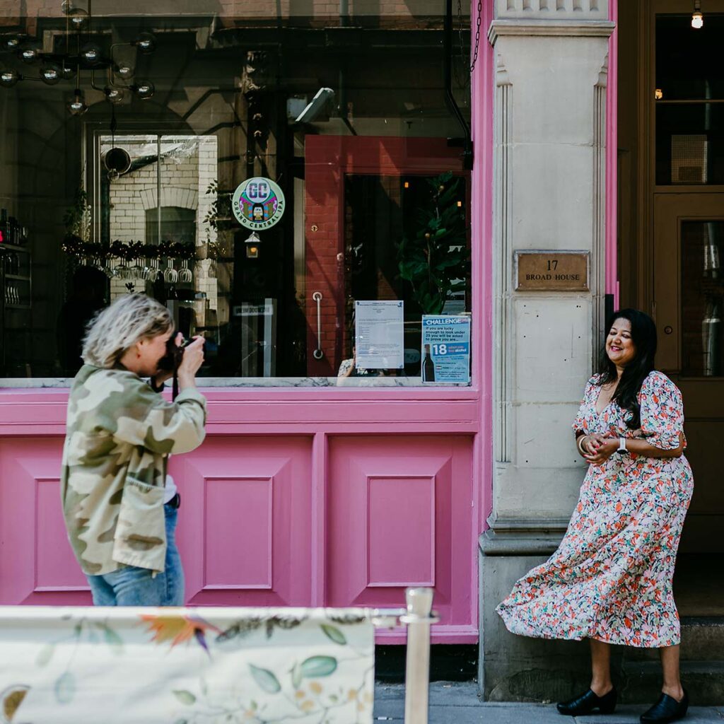 Gemma Wilks, Brand Photographer, capturing images of Shamshad Walker, Marketing Consultant