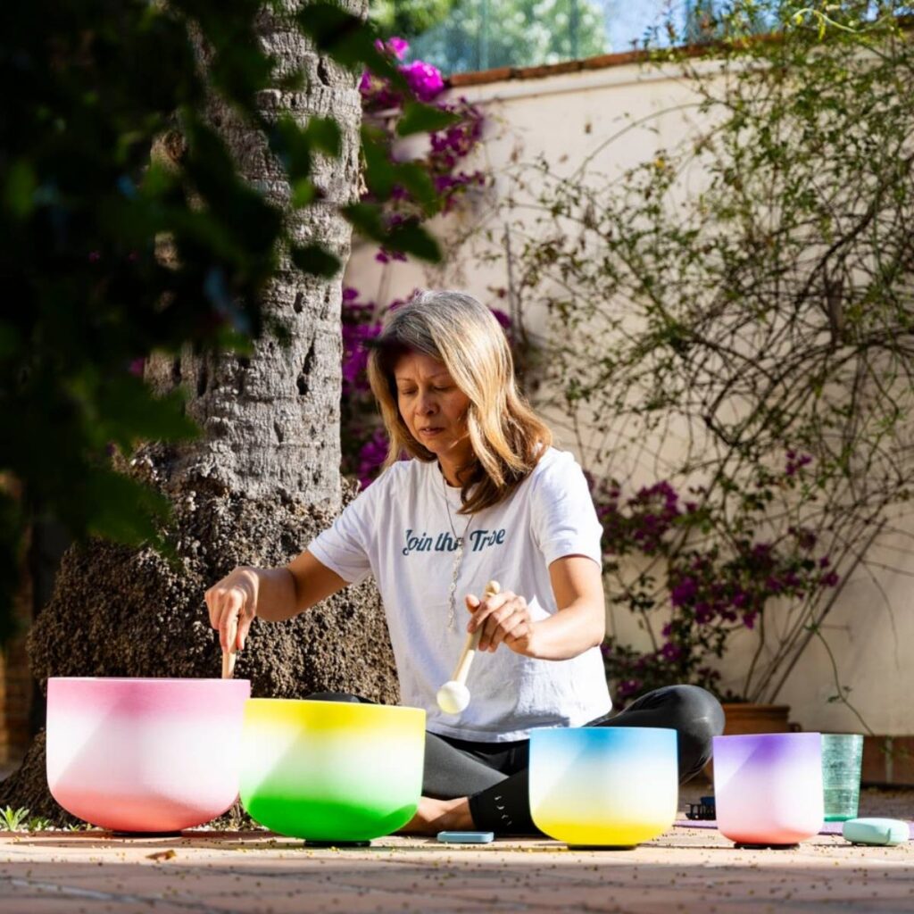 Retreat Photography - a sound bath at a women's business retreat in Mijas, Spain.