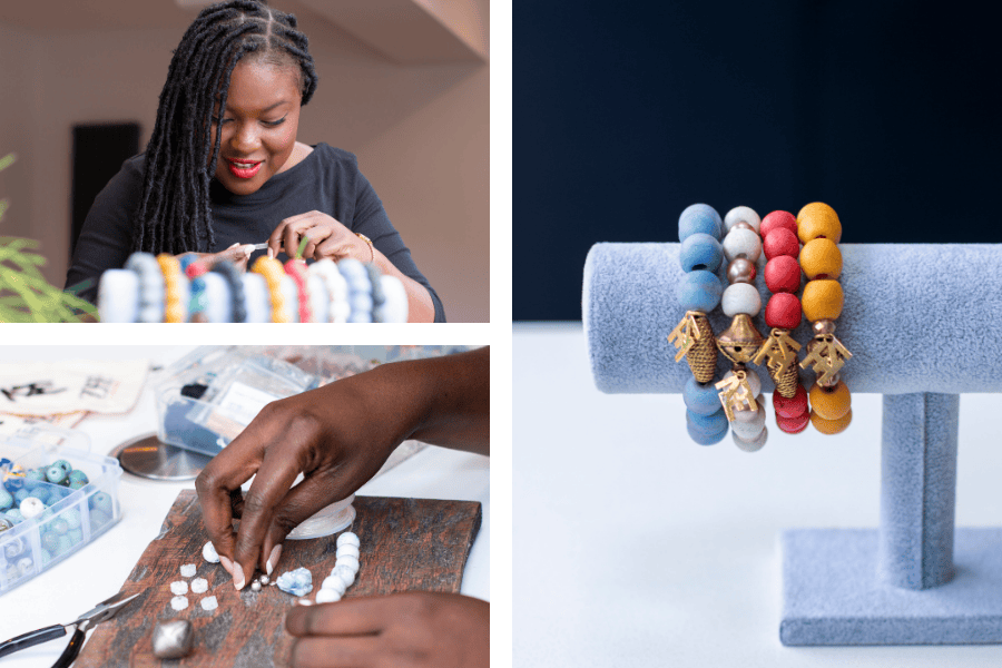 Photos of a jewellery maker who benefits from my monthly subscription - regular and fresh images over a 12-month period